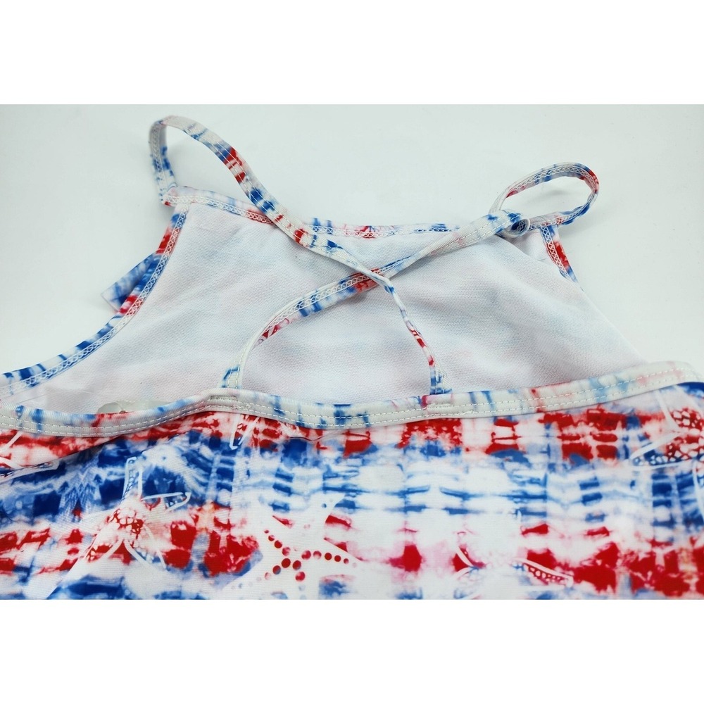 NWT Reel Legends Girls 2 Piece Swimsuit Starfish Red White Blue Americana Size S - Picture 5 of 9